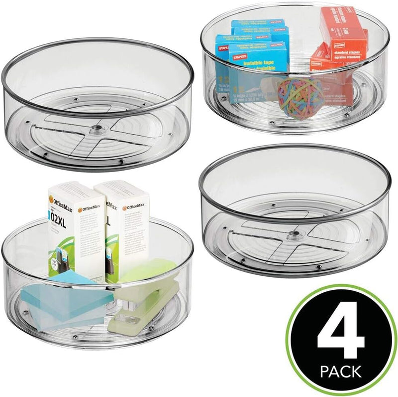 mDesign 4er Set Lazy Susan Ordnungssystem für den Schreibtisch – praktischer Schreibtischorganizer m