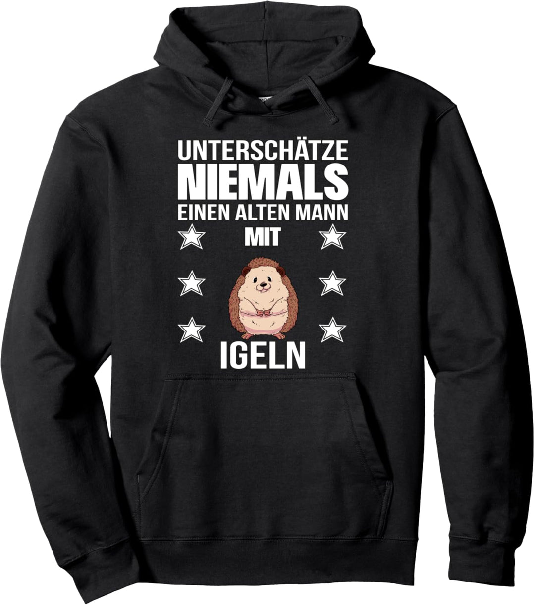 Herren Unterschätze Niemals Einen Alten Mann Mit Igeln Pullover Hoodie