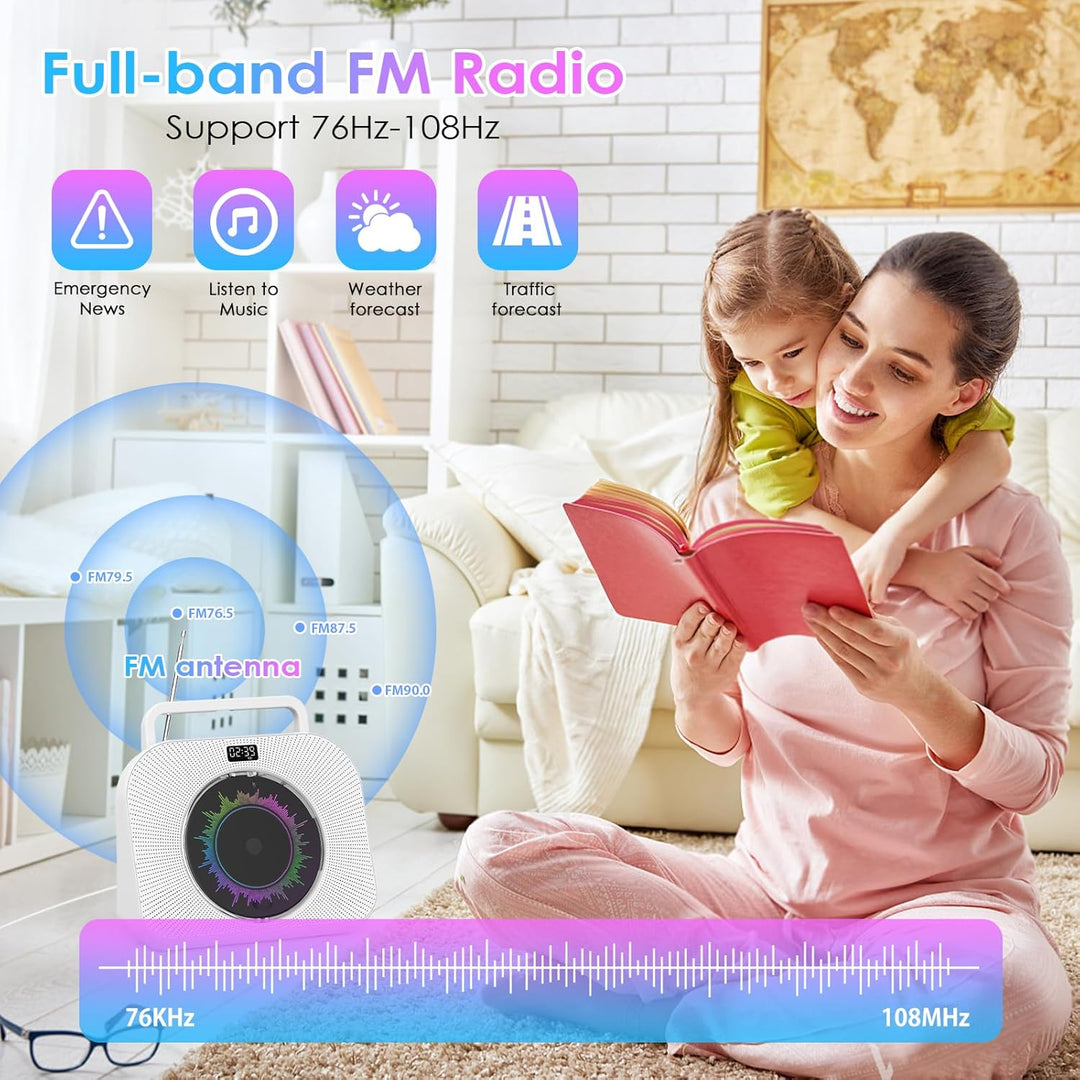 KOVCDVI 9-in-1 CD Player Bluetooth Radio mit CD Player mit Lautsprecher Unterstützung USB/TF-Karten/