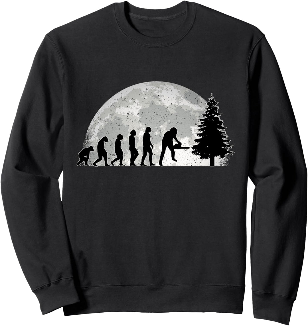 Holzfäller Evolution Mond Förster Motorsäge Forstwirt Sweatshirt