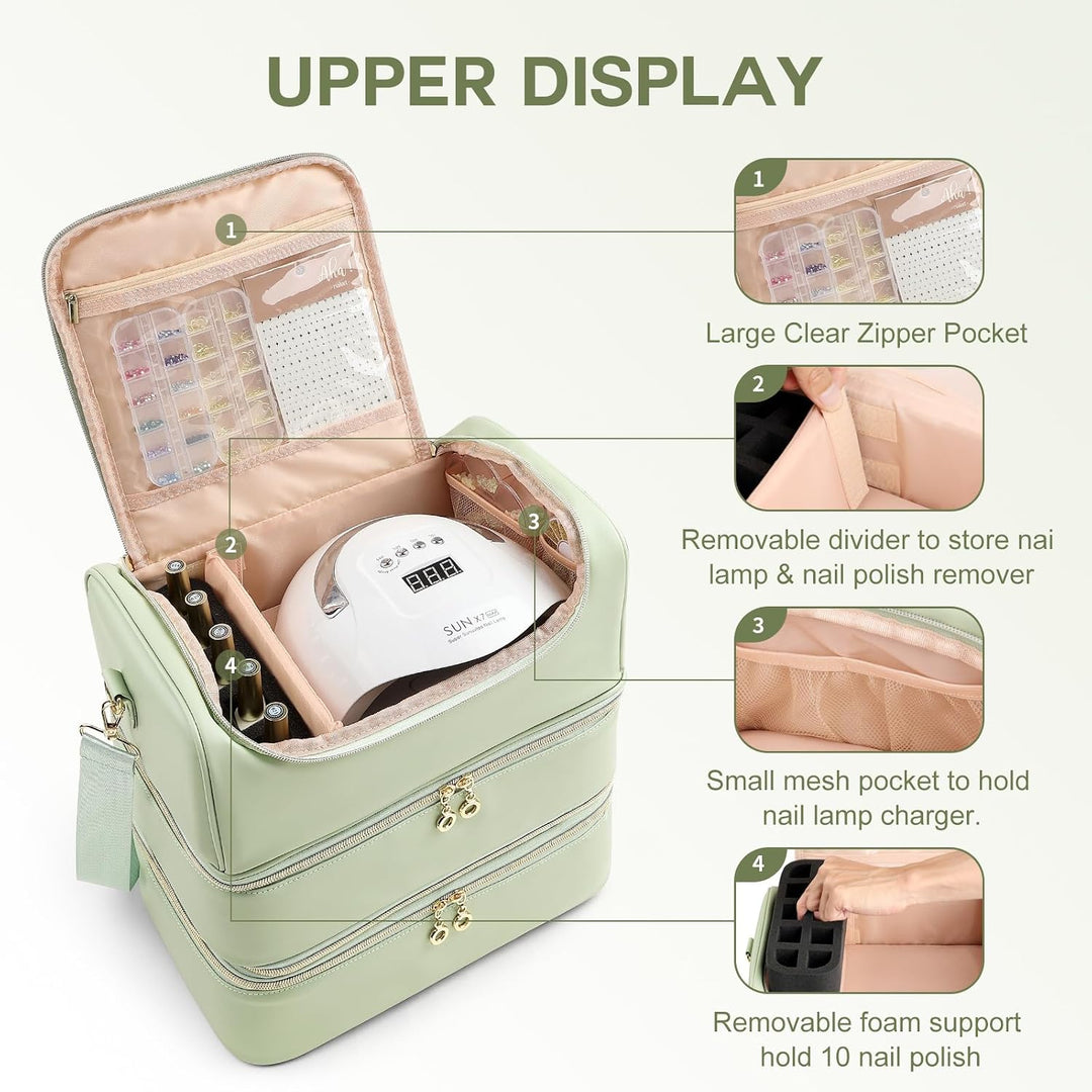 Uross Nagellack Organizer für 90 Nagellackflaschen und 1 LED-Nagellampe, Extra large Nagellack Aufbe