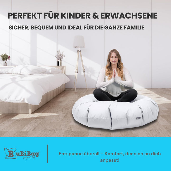 BuBiBag 2in1 Sitzsack L - XXL mit Füllung für Kinder &amp; Erwachsene, Gaming Beanbag &amp; Bodenkissen für