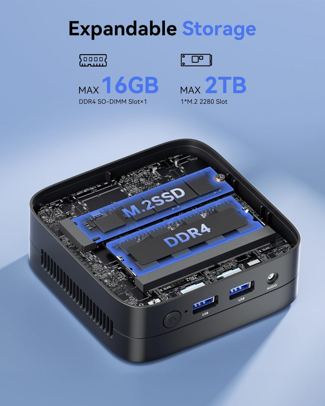 NiPoGi Mini PC Ιntel 12. Gen Alder Lake-N N100(Bis zu 3.4GHz) 16GB DDR4/512GB M.2 SSD,Mini Desktop P