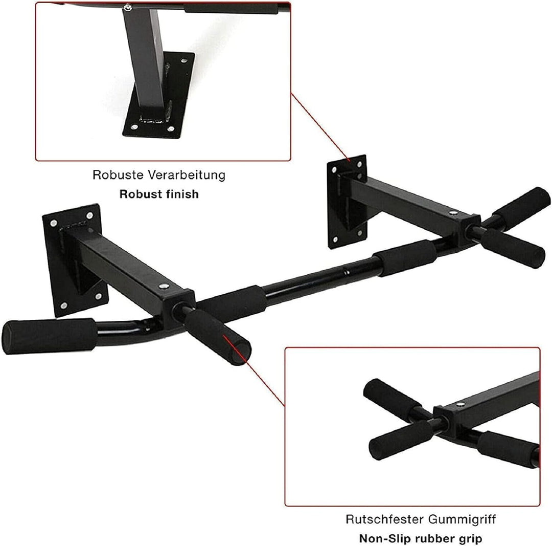 Klimmzugstange Wand &amp; Türrahmen – 4-in-1 Pull Up Bar Trainingsgeräte mit 6 rutschfesten Griffen, Dip