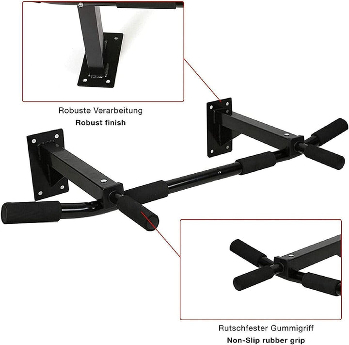 Klimmzugstange Wand &amp; Türrahmen – 4-in-1 Pull Up Bar Trainingsgeräte mit 6 rutschfesten Griffen, Dip