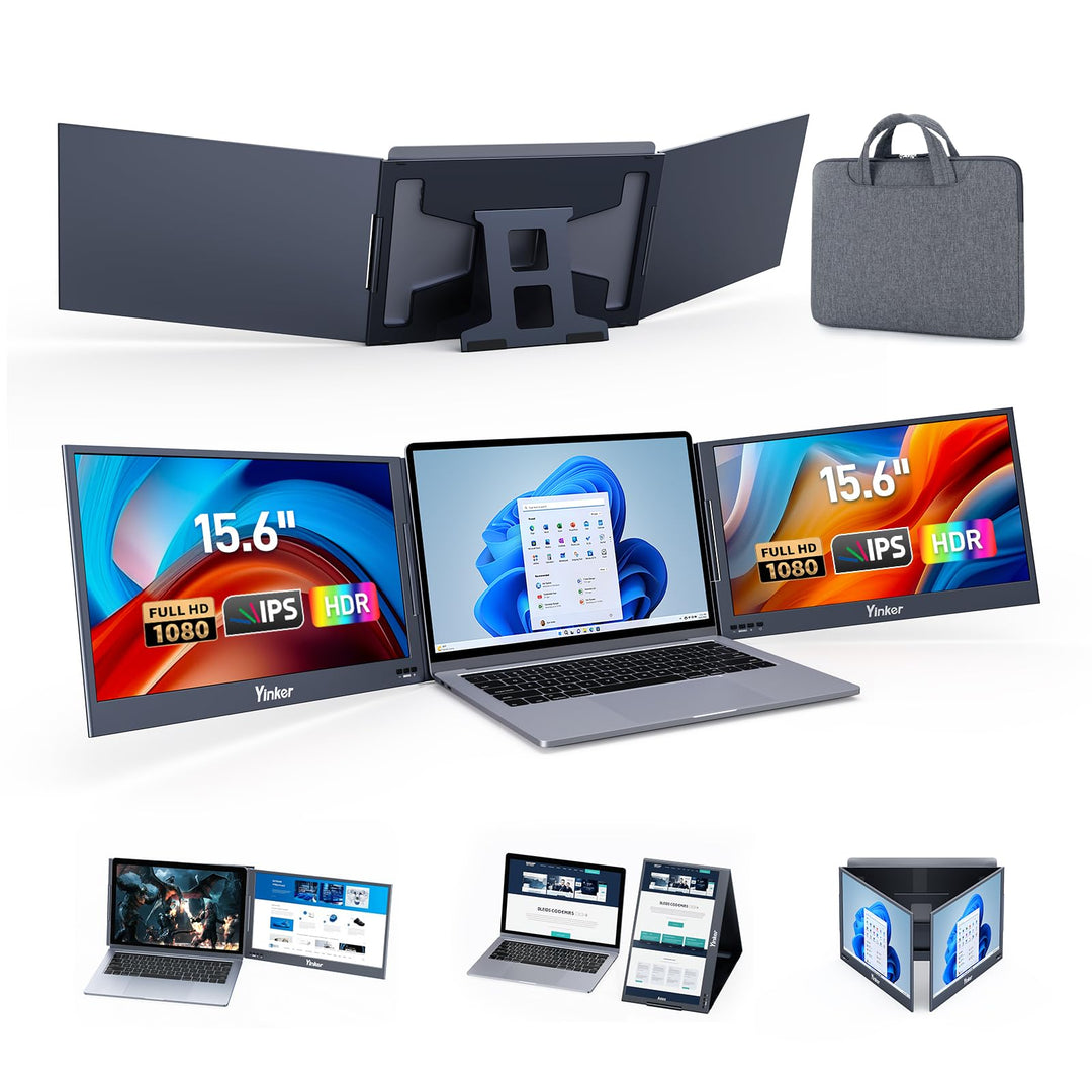 Yinker 15.6" FHD Triple Screen Laptop Erweiterung Laptop Screen Extender EIN-Kabel-Verbindung für 11