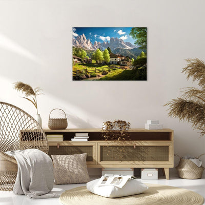 ARTTOR Bilder auf Leinwand Berge Landschaft Alpen Leinwandbild 70x50cm Wandbilder Dekoration Wohnzim