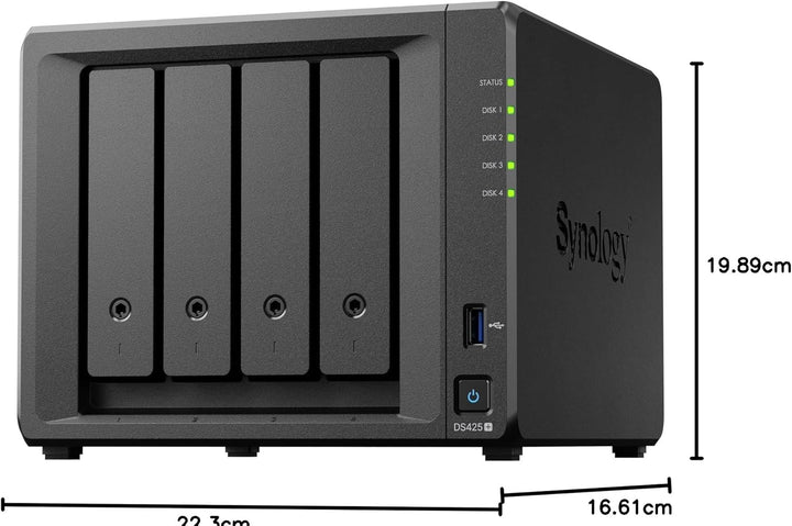 DS425+ 4-Bay Synology NAS – 3 Jahre Garantie, kompakte Speicherlösung mit integriertem 2,5 GbE-Port