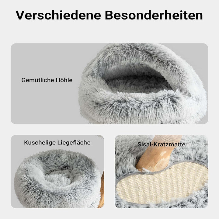 Fudajo Kratzbaum Zweigdesign mit Katzenhöhle 80 cm, Designer Katzenkratzbaum mit Plüsch und Birnbaum