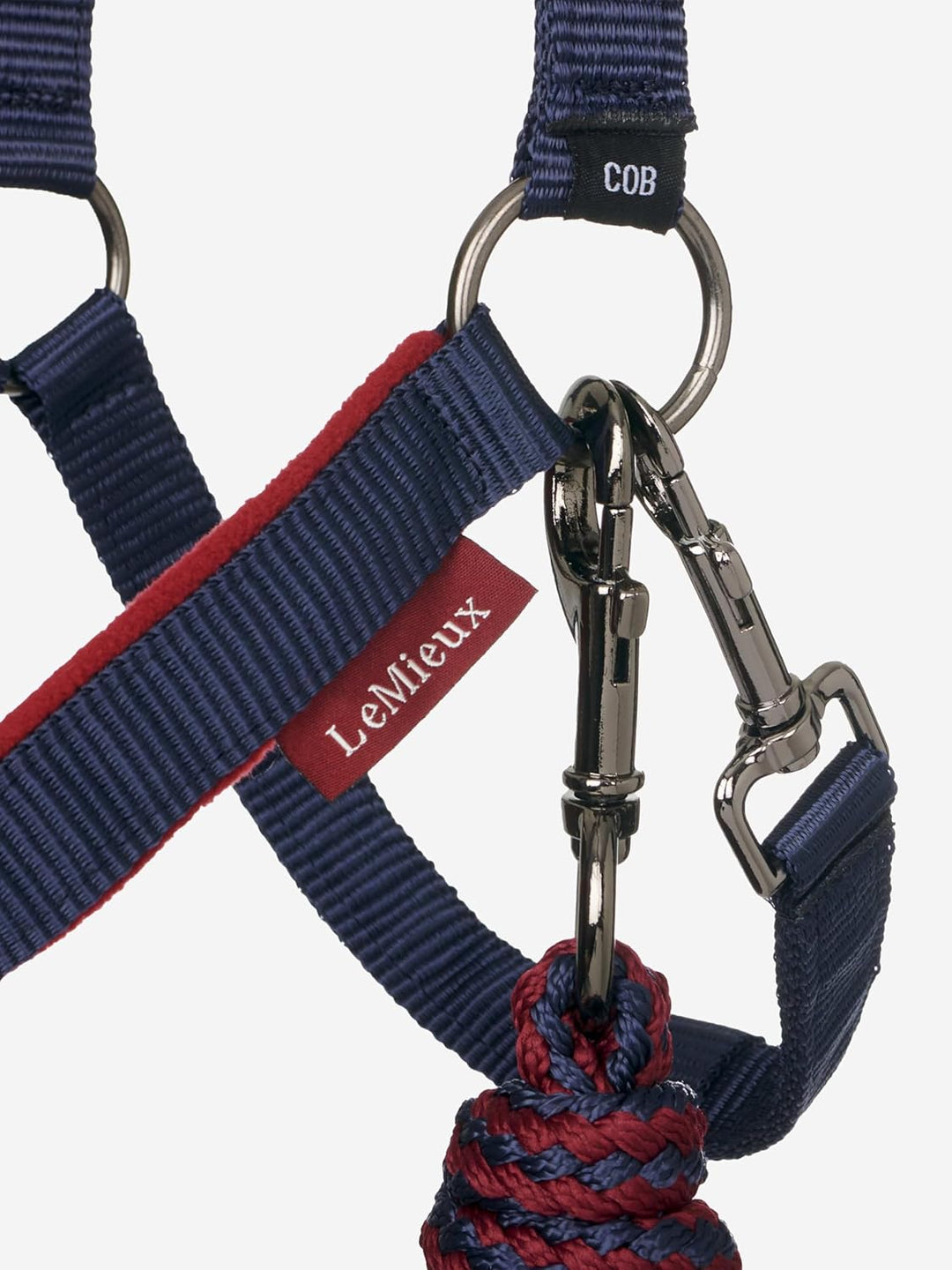 LeMieux Vogue Fleece Headcollar and Leadrope Halfter, Cob Burgunderrot/Marineblau