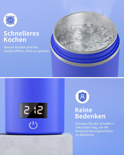 AIRMSEN Wasserkocher Klein mit 6 Temperatureinstellung, 500ml Mini Elektrischer Wasserkocher mit SUS