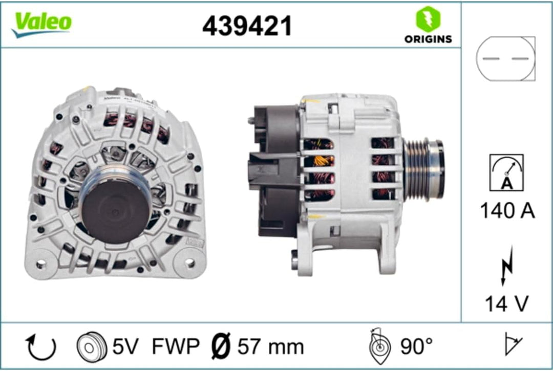 VALEO 439421 Generator Ladestrom des Generators: 140 Amp Rippen: 5 rippen Riemenscheibe Ø: 57,2 mm S