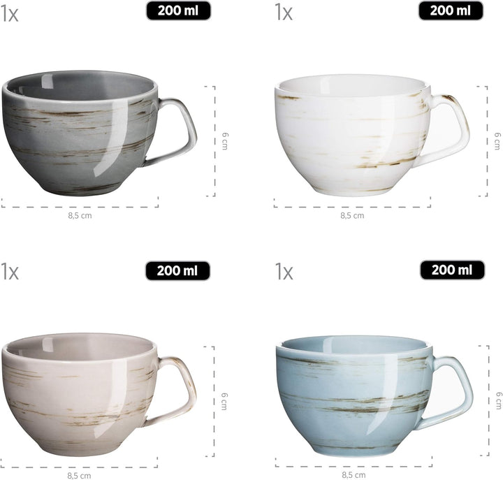MÄSER 931609 Serie Derby Premium Kaffeetassen Set für 4 Personen in Gastronomie-Qualität, Tassen mit