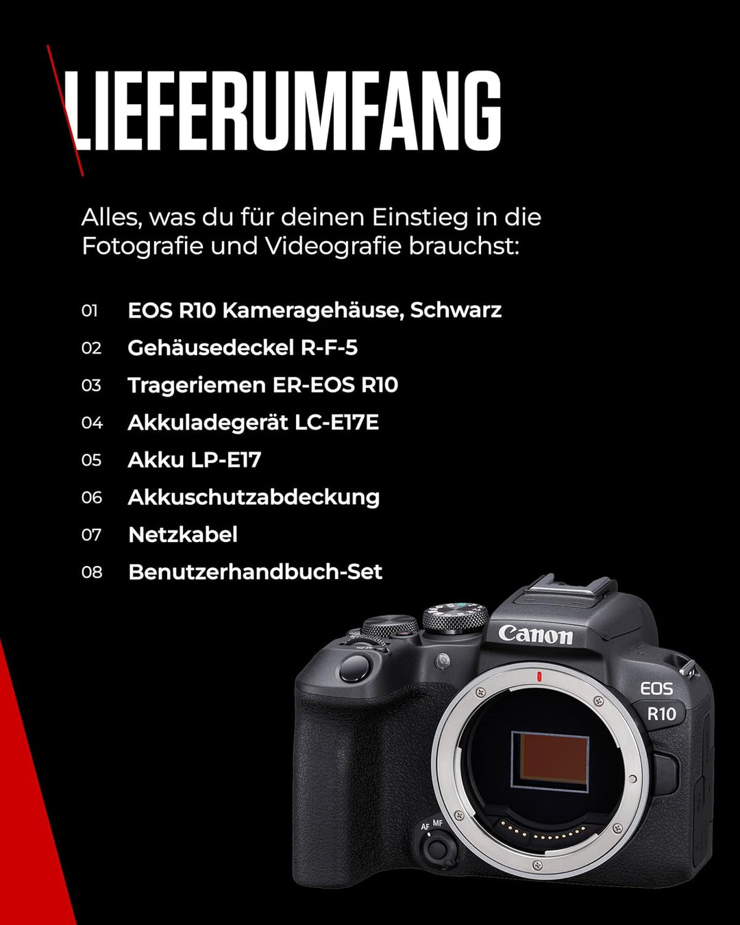 Canon EOS R10 Kamera spiegellos (Hybridkamera, DSLR Upgrade, 15 B/s, 4K Videos, Dual Pixel CMOS AF I