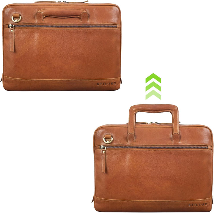STILORD 'Pierce' Laptoptasche mit Griff Leder Aktentasche 15 Zoll Vintage Dokumententasche A4 Busine