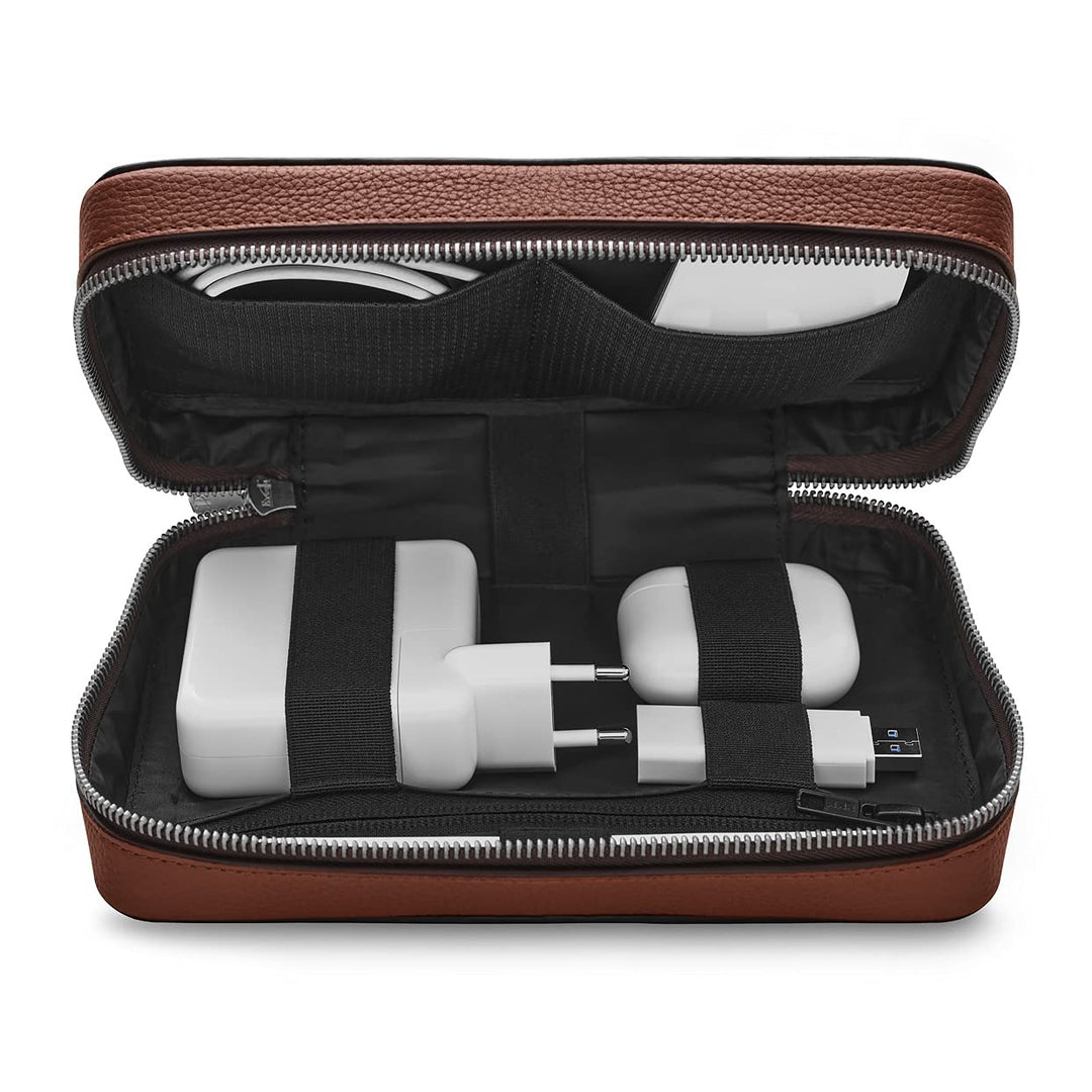 Woolnut Tech-Organizer aus Leder für Apple Zubehör - Cognac Braun, Cognac Braun