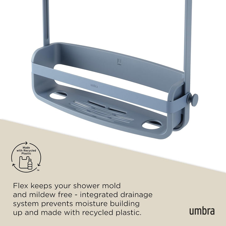 Umbra Flex Hängende Duschablage mit 2 Ablagen, Badewannenablage und Bad-Organizer, Schieferblau, Sch