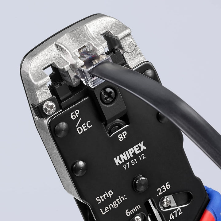 Knipex Crimpzange für Westernstecker brüniert, mit Mehrkomponenten-Hüllen 200 mm (SB-Karte/Blister)