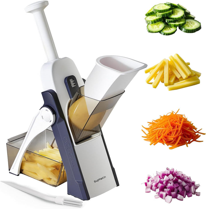 SupMakin Gemüseschneider, Once for All Verstellbar Gemüsehobel Mandoline Vegetable Slicer Pommesschn