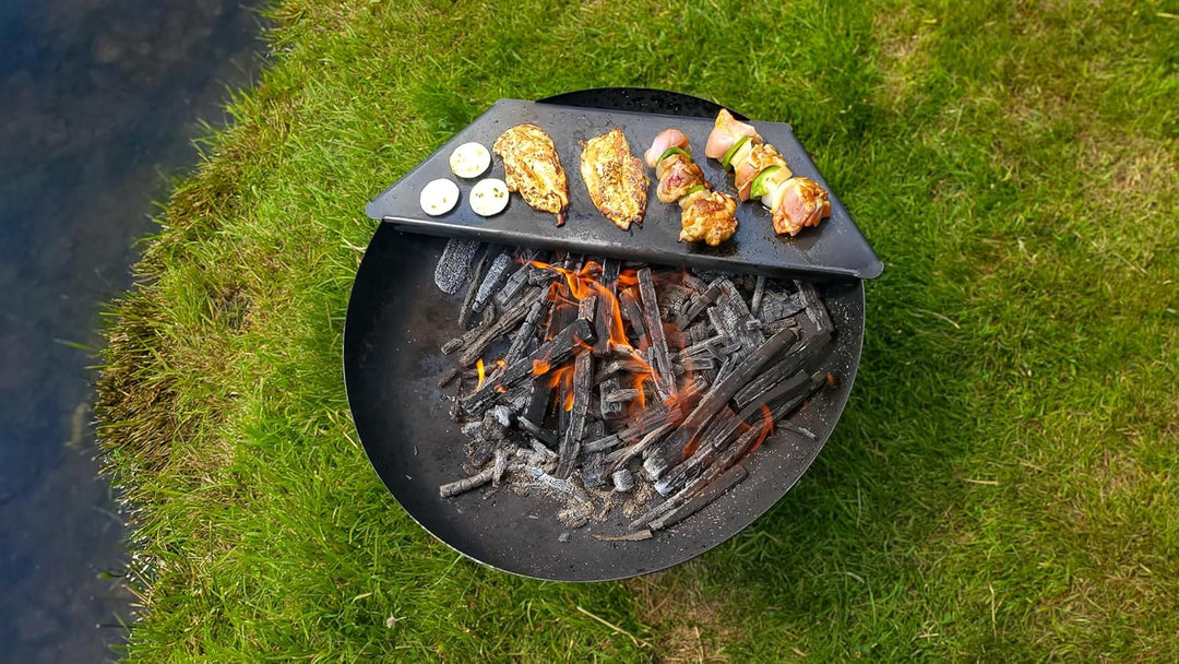 Feuerplatte Plancha Feuerplatte aus Stahl 4mm, Grillplatte passend für Feuertonne 60 cm (Lieferung o