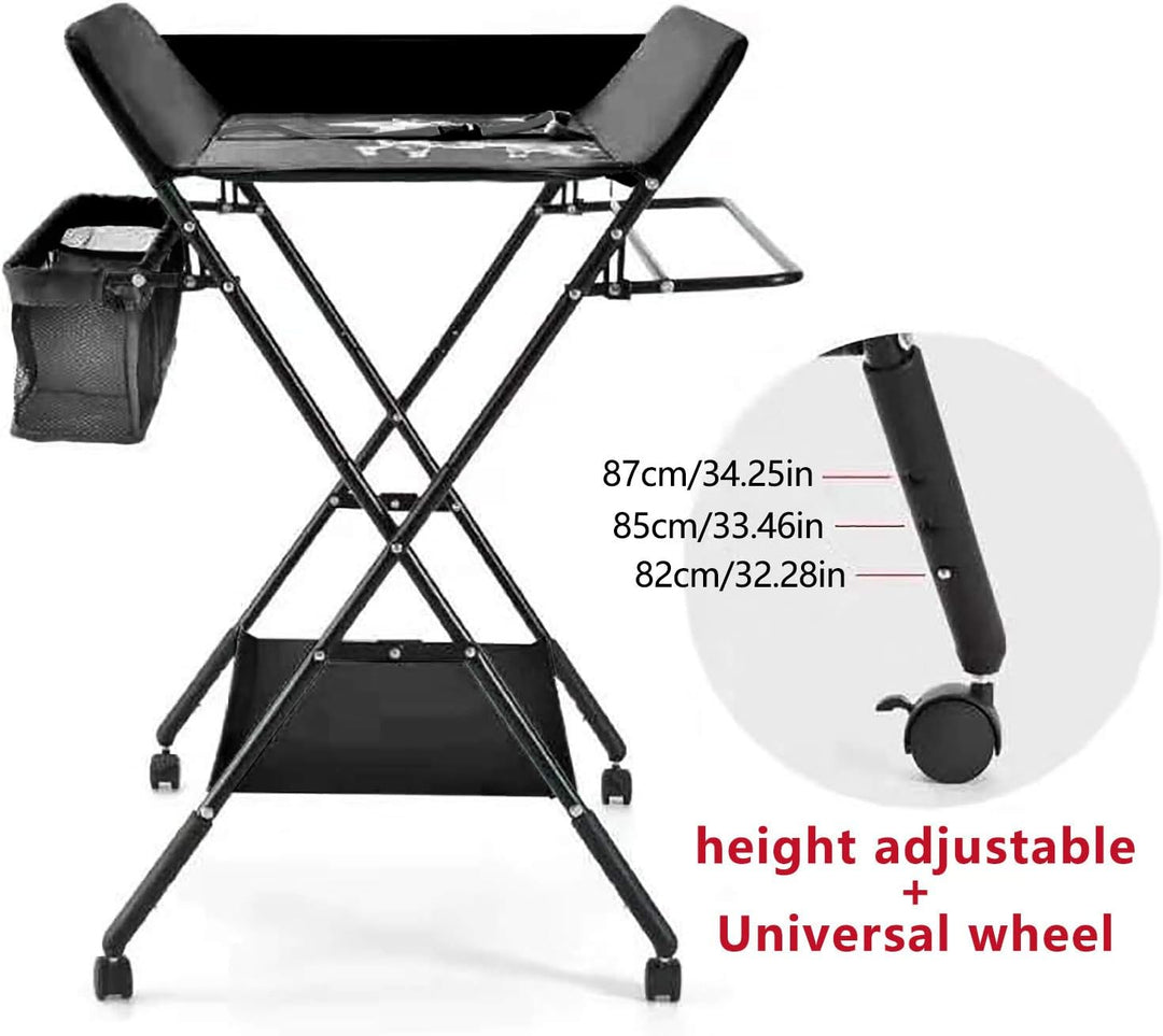 Wickeltisch Klappbar mit Sicherheitsgurt 80x63cm, 33 lbs Tragkraft & Stauraum - Mobile Wickelkommode