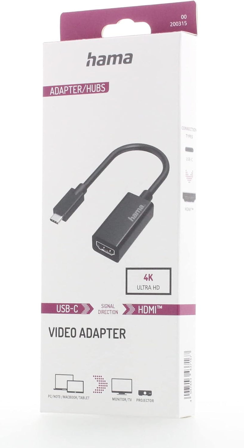 Hama USB C auf HDMI Adapter, 4K Ultra HD 30 Hz (USB C Adapter zum Anschluss von PC, Laptop, MacBook,