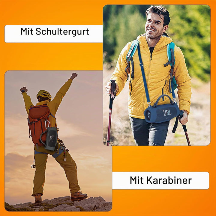 Lebakort Silikonhülle Tragetasche Case für JBL Charge 6 Tragbarer Lautsprecher, mit Schultergurten u