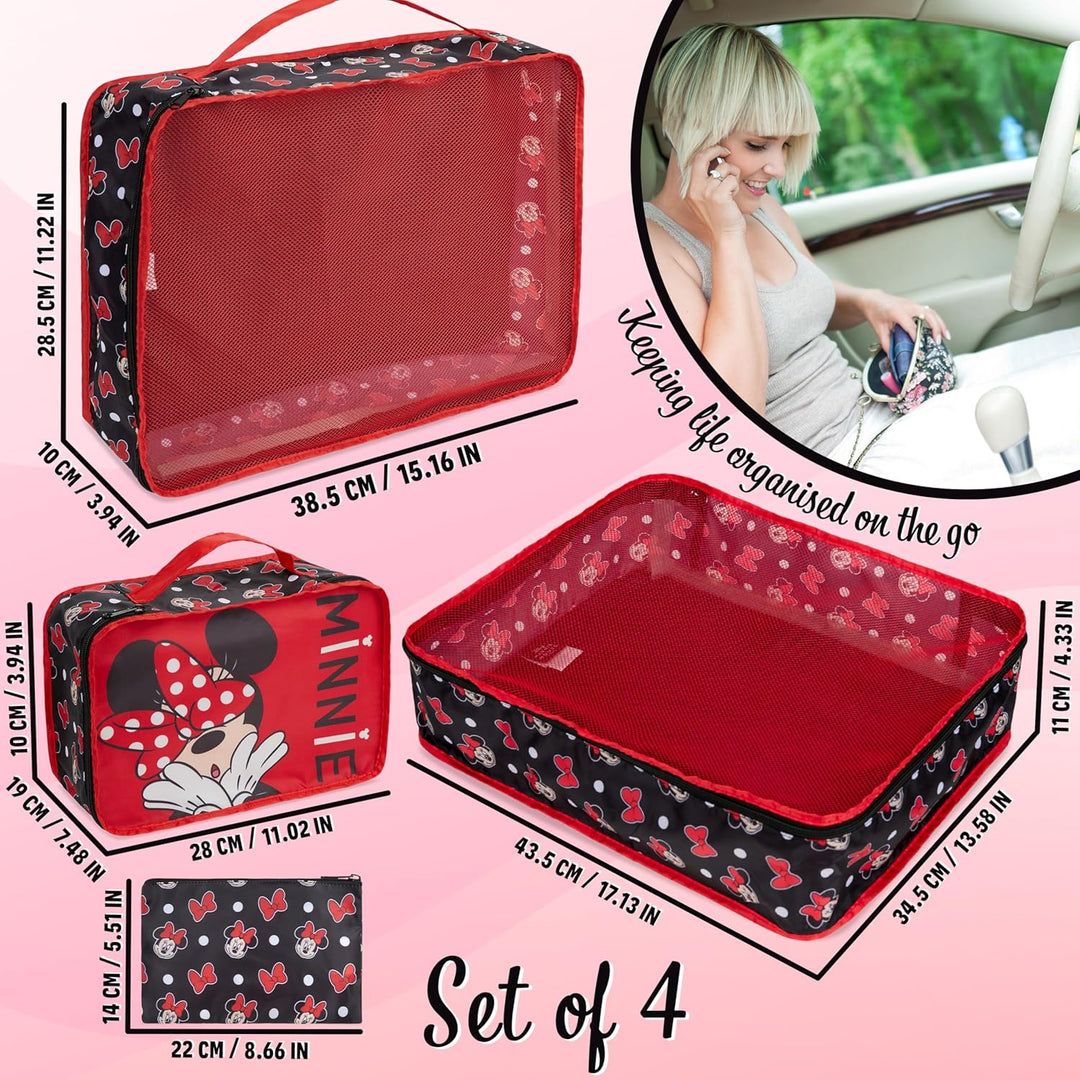 Disney Travel Organizer Taschen 4er-Set mit 3 Packing Cubes & 1 Kosmetiktasche Blau - Reise Zubehör