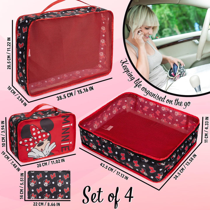 Disney Travel Organizer Taschen 4er-Set mit 3 Packing Cubes & 1 Kosmetiktasche Blau - Reise Zubehör