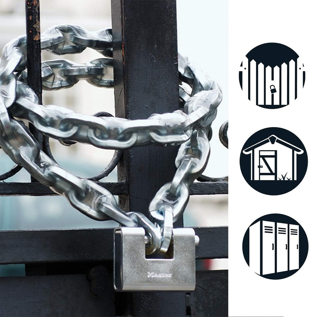 Master Lock 680EURD Rechteckiges Vorhängeschloss aus gehärtetem Stahl mit Schlüssel, Grau, 8 x 9,5 x