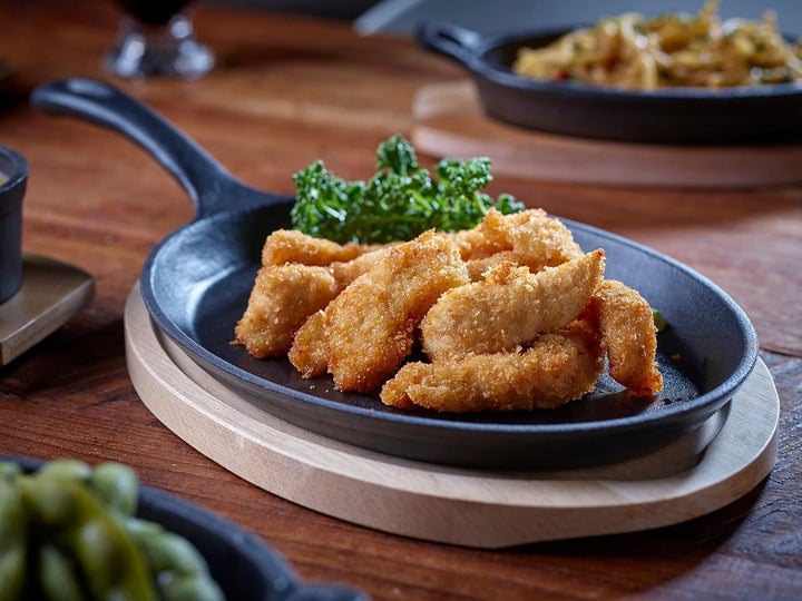 ECHTWERK Servierpfanne aus Gusseisen, Mini Pfännchen mit Servierbrett, Kleine Grillpfanne, Bereits e