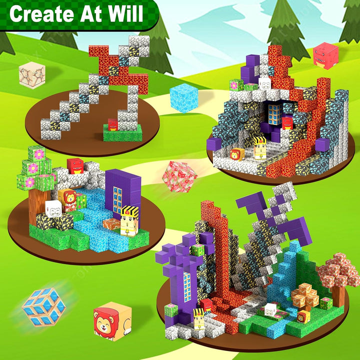 150 Stück Magnetische Bausteine,Magnetische Bausteine Bauspielzeug, Magnetisches Spielzeug Blöcke, M