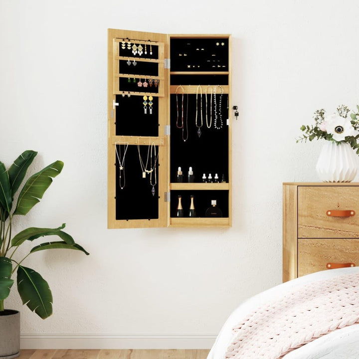 vidaXL Schmuckschrank mit Spiegel Wandmontage, Spiegelschrank mit Haken Bügeln Ablagen, Wandschrank