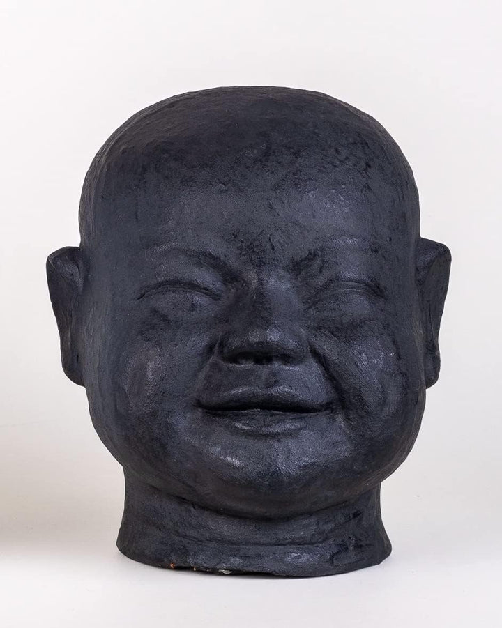 IDYL Moderne Skulptur Figur Terra Lachendes Baby | schwarz-matt | 20x18x21 cm | Dekoration für Wohnb