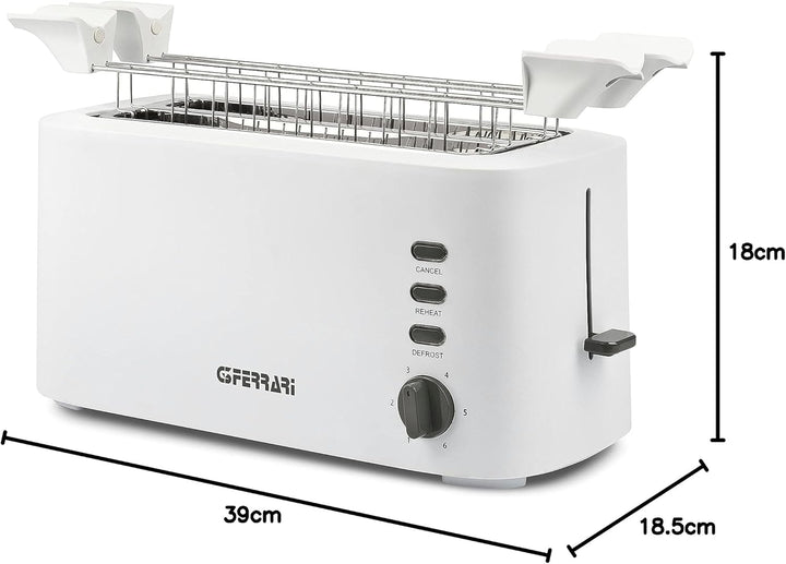 G3 Ferrari G10142 Toaster Grosse Scheiben "Essential Toast", 1500 W, 4 Toast, Weiss