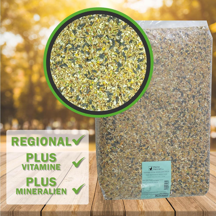 Meine Hennen, HENNEN VITAL EXZELLENT Plus 30 kg. Premium Hühnerfutter und Wachtelfutter, Körnerfutte