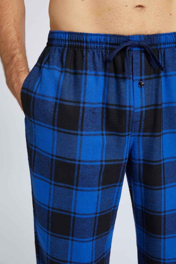 Jveyvth Herren Pyjamahose Flanell Baumwolle kariert Schlaf & Lounge Hose, PJ Hose mit Taschen und Kn
