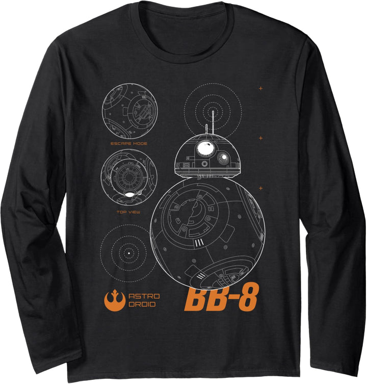 Star Wars BB-8 Outlined Schematic Langarmshirt