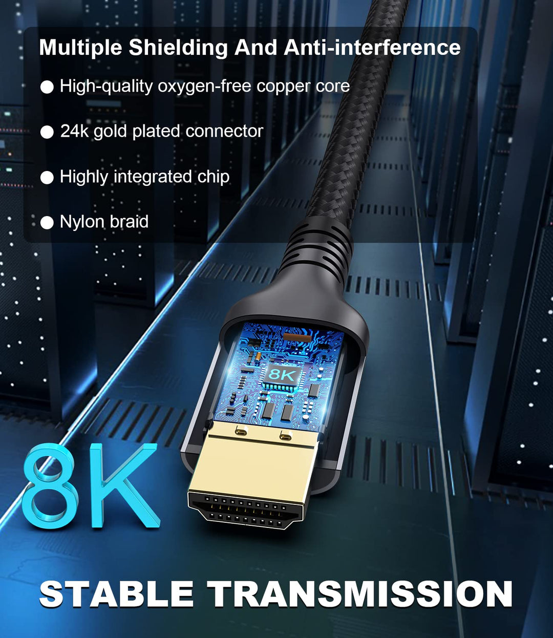 Zertifiziertes 10K 8K HDMI 2.1 Kabel 2.5M, 48Gbps Ultra High Speed HDMI® Kabel Ethernet CEC 4K 240Hz