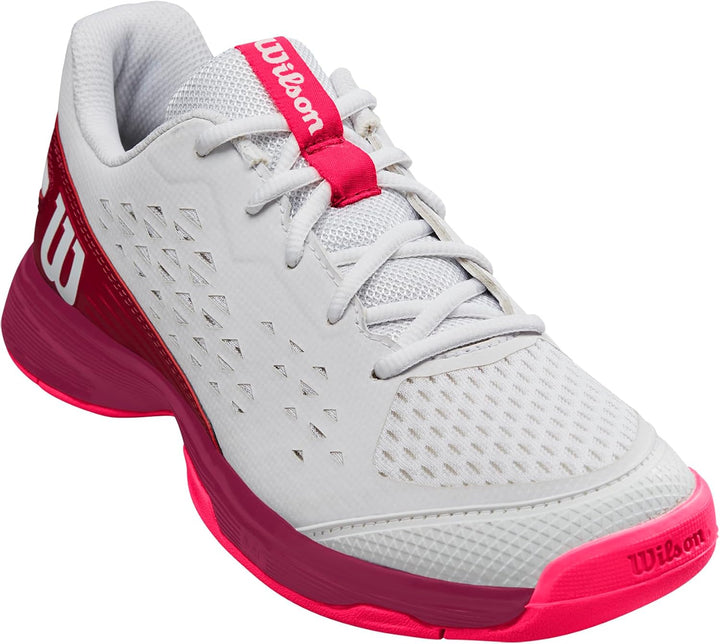 Wilson Unisex Kinder Rush Pro Jr L Sneaker 35 2/3 EU White Beet Red Diva Pink, 35 2/3 EU White Beet