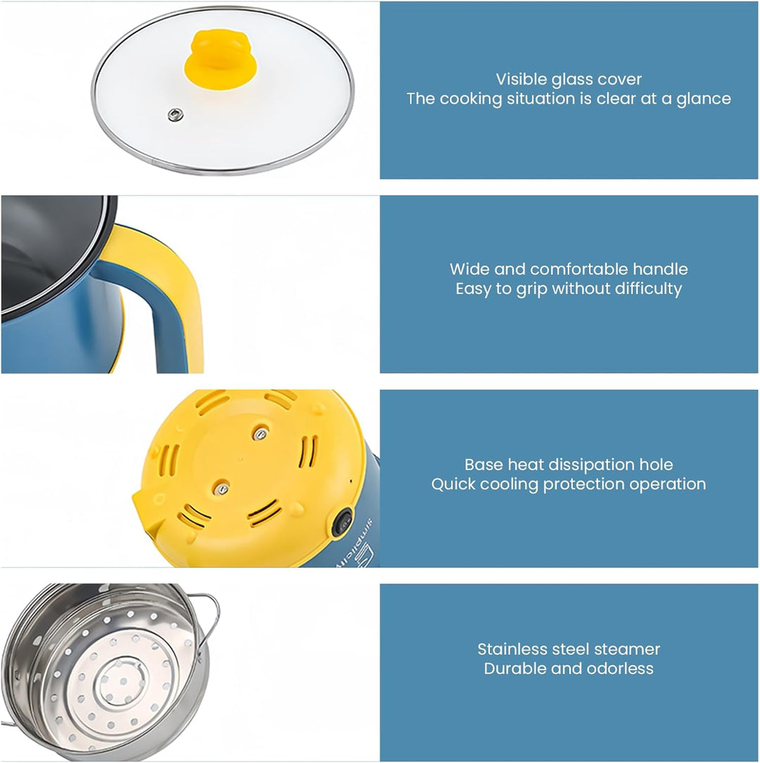 Elektrischer Hot Pot Mit Dampfgarer, Elektrische Hot Pot 1.8 L, Tragbare Mini Antihaft Multikocher,