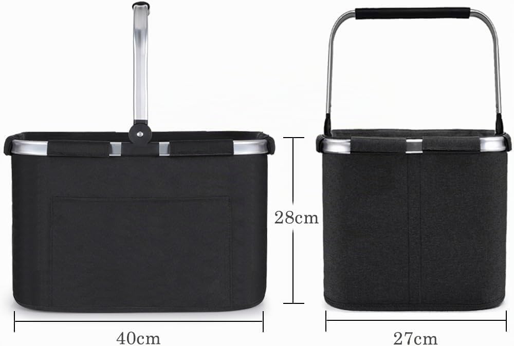 Diurwur 30L Einkaufskorb 2pcs Picknickkorb Faltbar Klappkorb Einkaufstasche mit Aluminiumgriff Faltb
