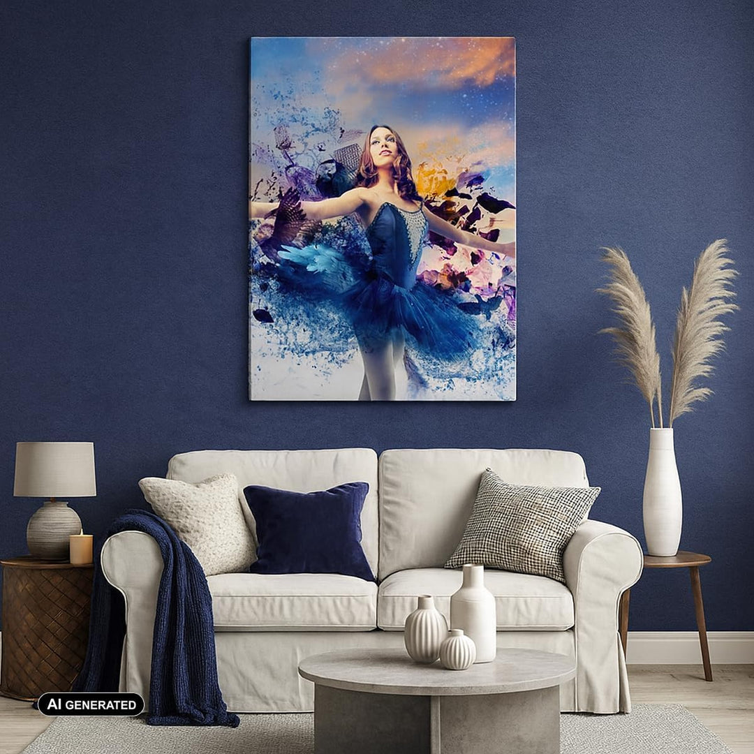 Bilder auf Leinwand Ballerina Tänzer Tüll Kleid Leinwandbild mit Rahmen 45x80cm Wandbilder Dekoratio