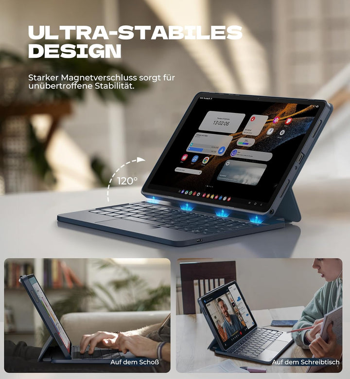 Dexnor Tastatur Hülle für Samsung Galaxy Tab A9+ Plus 11 Zoll 2023, Keyboard Cover mit Magnetisch Mu