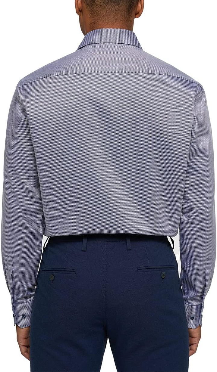ETERNA Comfort Fit Hemd Langarm New Kent Kragen Muster blau