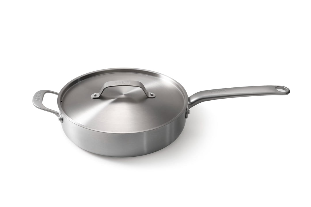 Skottsberg Edelstahl‑Schmorpfanne mit Deckel - Ø 28cm – PFAS‑frei, spülmaschinenfest - für Induktion