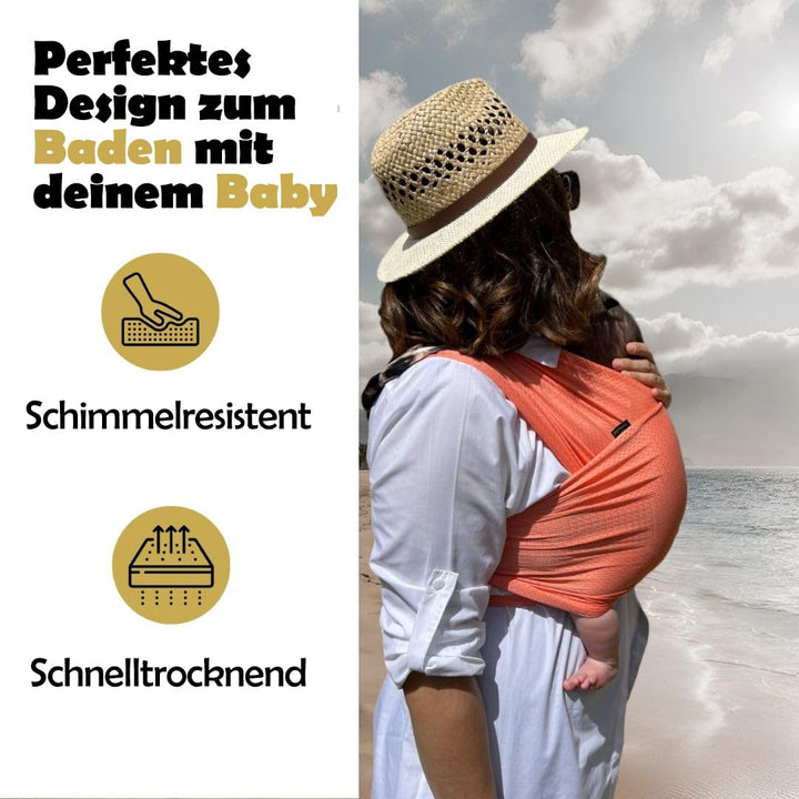 Amarsupiel | Wasser-Babytrage | Schnelltrocknend || Waterproof | Farbe Koralle, Koralle