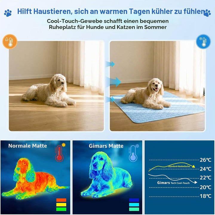 Gimars XXL Kühlmatte Hund aus kühlendem Ice-Silk Stoff, Waschbare Wasserfeste Hundematte für den Som