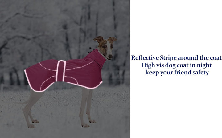 MOREZI Windhund-Wintermantel, Whippet-Mantel mit gepolstertem Fleece-Futter, Wasserabweisende Hundej