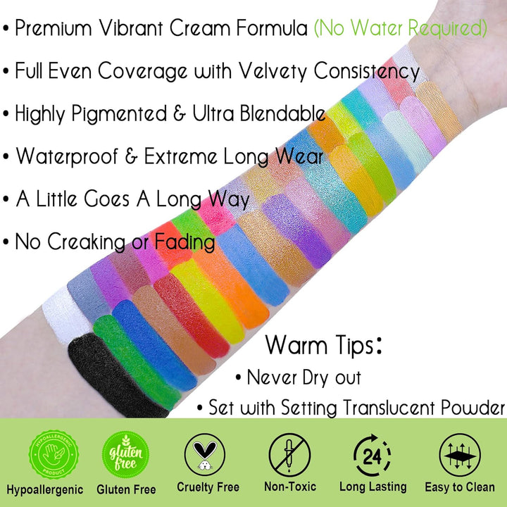 CCbeauty Bodypainting 36 Farben Face Paint Professional Theaterschminke Ölbasierte ungiftige Make-Up